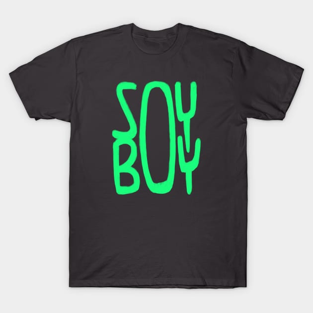 ironic, Soy Boy, Soy, Green, Vegan T-Shirt by badlydrawnbabe